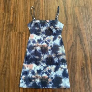 Urban Outfitters XS Tie Dye Indie Y2K Psychedilic Blue Mini Dress Going Out